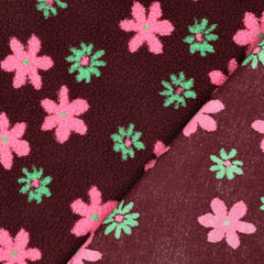 Teddy Stoff Jacquard Bianca Blüten