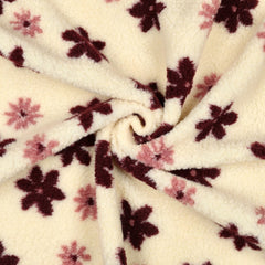 Teddy Stoff Jacquard Bianca Blüten