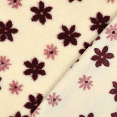 Teddy Stoff Jacquard Bianca Blüten