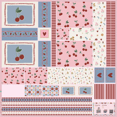 Canvas Taschenpanel Digital Wendetasche + Kosmetiktaschen by Poppy - Kirschen