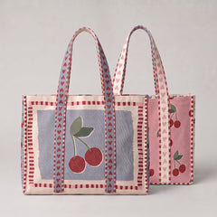 Canvas Taschenpanel Digital Wendetasche + Kosmetiktaschen by Poppy - Kirschen