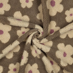 Teddy Stoff Jacquard Flowers - taupe