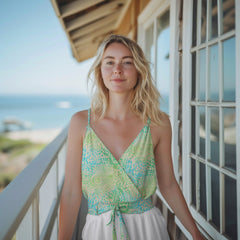 Handgefertigte Batik Viskose - hellgrün/türkis