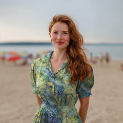 Handgefertigte Batik Baumwolle - hellgrün/blau