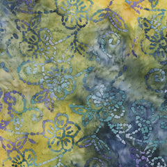 Handgefertigte Batik Baumwolle - hellgrün/blau