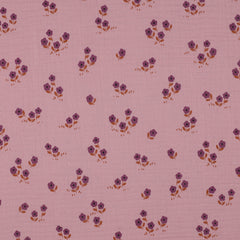 Double Gauze Musselin Blumen - altrosa