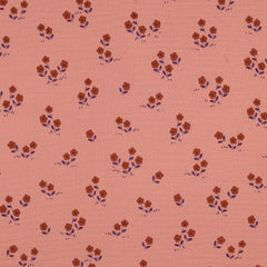 Double Gauze Musselin Blumen - peach