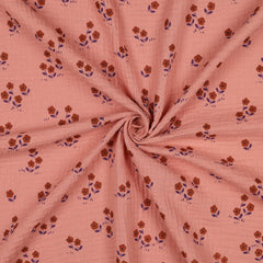 Double Gauze Musselin Blumen - peach