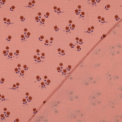 Double Gauze Musselin Blumen - peach