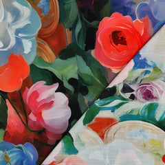 Viskose Webware Digital Flowers