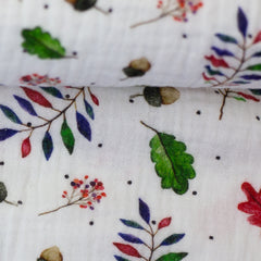 Double Gauze Musselin Thea Herbst - Bunte Blätter