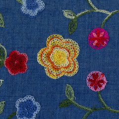 Bestickter Baumwoll Mix Denim Jasmin