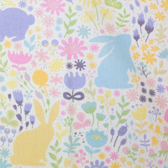 Baumwoll Webware Happy Easter Hasensilhouetten