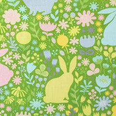 Baumwoll Webware Happy Easter Hasensilhouetten