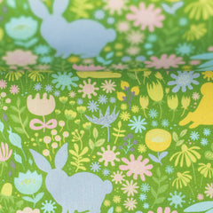 Baumwoll Webware Happy Easter Hasensilhouetten