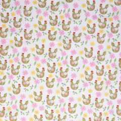 Baumwoll Webware Happy Easter Hühner
