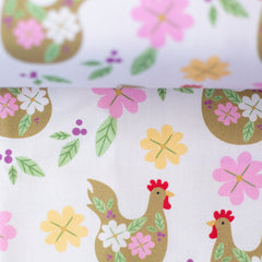 Baumwoll Webware Happy Easter Hühner