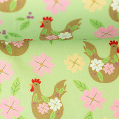 Baumwoll Webware Happy Easter Hühner