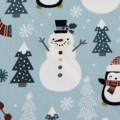 Baumwoll Webware Belle Pinguine und Schneemänner