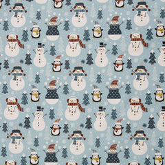 Baumwoll Webware Belle Pinguine und Schneemänner