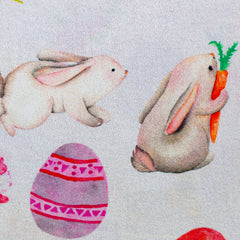 Baumwoll Webware Happy Easter Weiß/Türkis