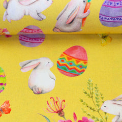 Baumwoll Webware Happy Easter Gelb