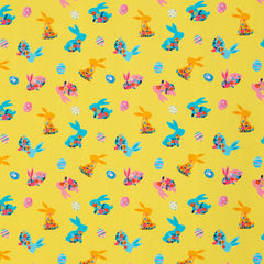 Baumwoll Webware Happy Easter Gelb