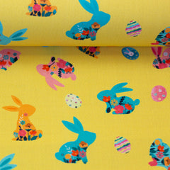Baumwoll Webware Happy Easter Gelb