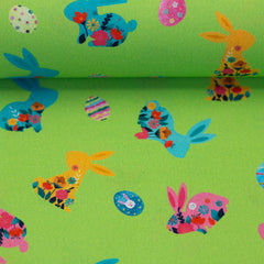 Baumwoll Webware Happy Easter Grün