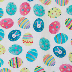 Baumwoll Webware Happy Easter Weiß/Türkis