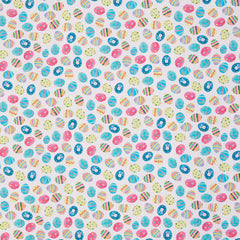 Baumwoll Webware Happy Easter Weiß/Türkis