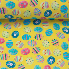 Baumwoll Webware Happy Easter Gelb