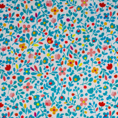 Baumwoll Webware Happy Easter Weiß/Türkis