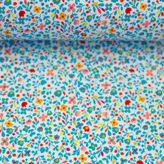 Baumwoll Webware Happy Easter Weiß/Türkis