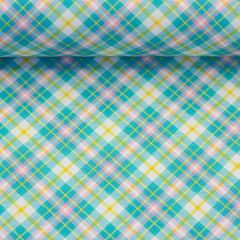 Baumwoll Webware Happy Easter Weiß/Türkis