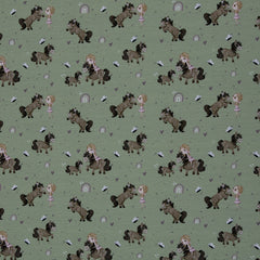 Baumwolljersey I love Ponys by Sabine Marschall salbei