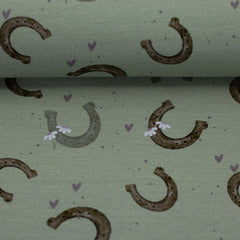 Baumwolljersey I love Ponys by Sabine Marschall salbei