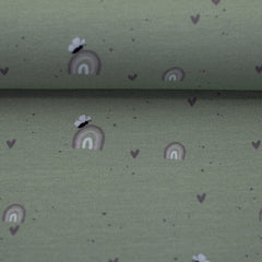 Baumwolljersey I love Ponys by Sabine Marschall salbei