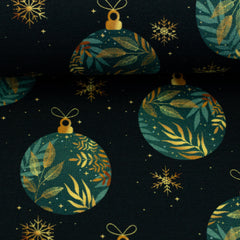 Sweatshirt Stoff Holly Weihnachtskugeln
