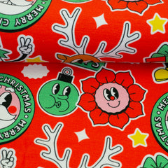 Sweatshirt Stoff Holly Happy X-Mas Holidays