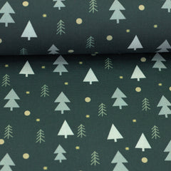 Baumwollwebware Björn Tannenbäume - 749 dunkelpetrol