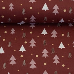 Baumwollwebware Björn Tannenbäume - 937 bordeaux