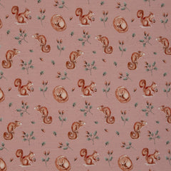 Baumwolljersey Life in the Forest by Christiane Zielinski - Eichhörnchen - 432 altrosa