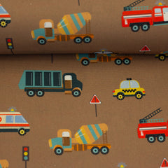 Baumwoll Webware Bill Fahrzeuge - 675 beige