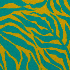Reststück: 1,45m - Viskosestoff "Bienvenido Coloriodo "Zebra Jungle in petrol senfgelb
