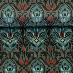 Steppsamt mit Punktprägung Samos Ornamente - 748 petrol