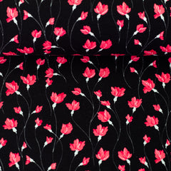 Baumwolljersey Leska Flower - 299 schwarz