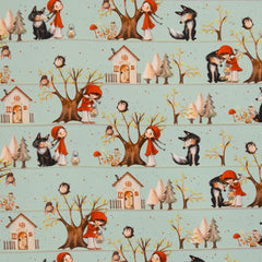 Baumwoll Webware Fairy Tale Rotkäppchen - 841 helltürkis