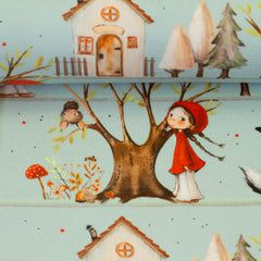 Baumwoll Webware Fairy Tale Rotkäppchen - 841 helltürkis