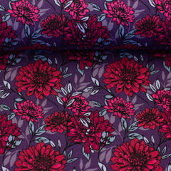 Modal French Terry Große Blüten Kairo - 648 pflaume